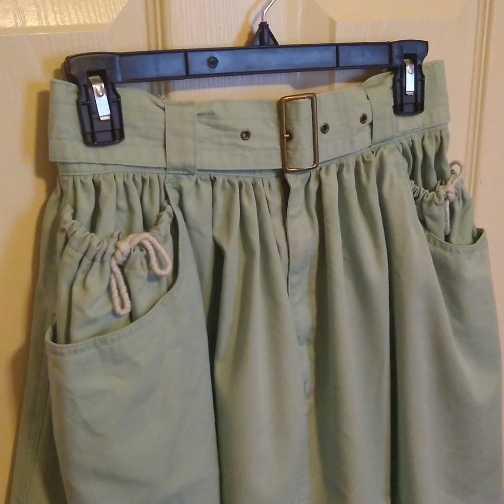 Vintage Green Circle Skirt with Belt And Sinch Pockets Size 9 EUC - Picture 5 of 5